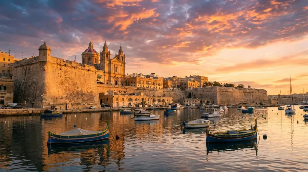 Malta harbour view with Valletta skyline representing MGA licensing